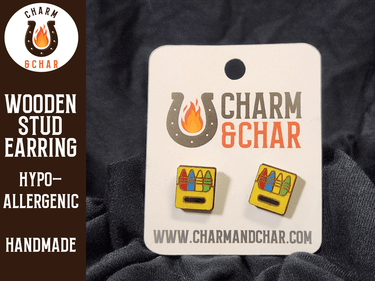 Crayons Wood Stud Earrings - Back to School Fashion Earring - Stud Earring - Charm and Char